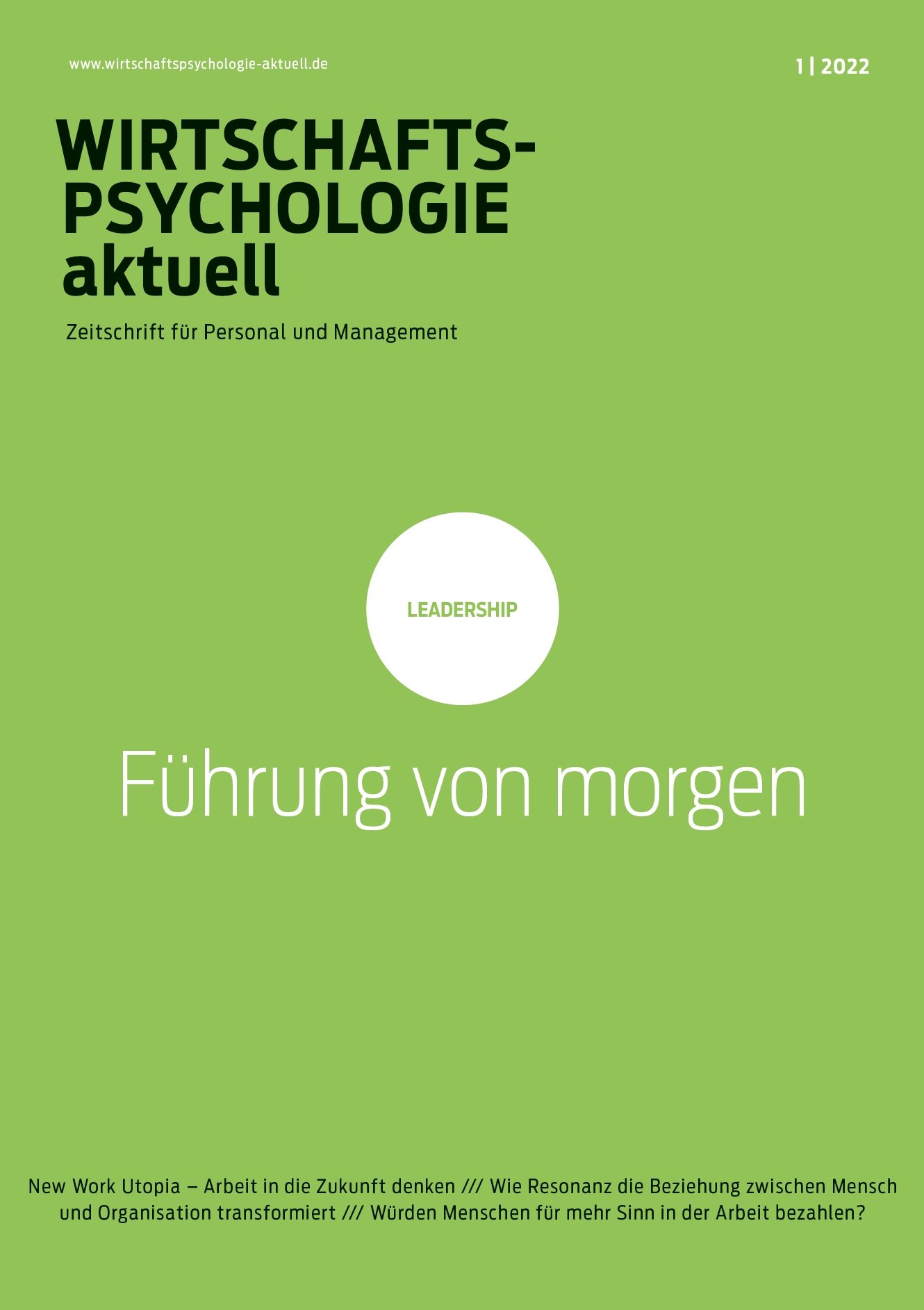 Cover der Wirtschaftspsychologie aktuell Heft 1/22