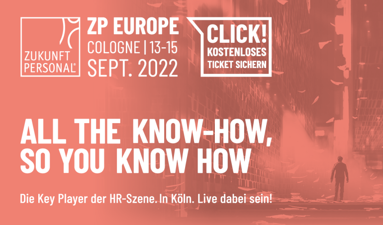 Werbebild für die Expo Zukunft Personal Europe vom 13. bis 15.09.2022 in Köln.