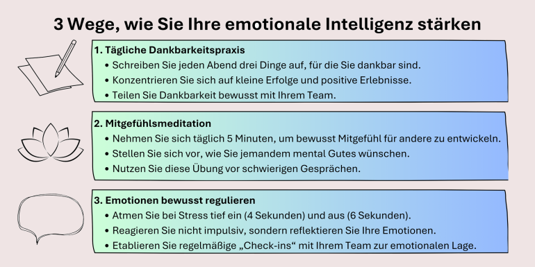 Beschreibung von 3 Strategien für emotionale Intelligenz